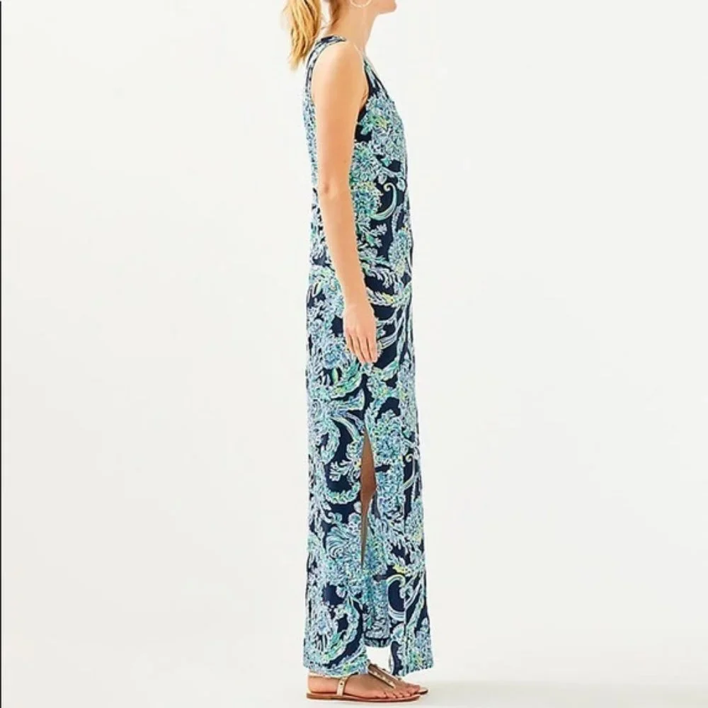 NWOT Lilly Pulitzer Merrill Maxi Tank Dress In High Tide Navy Scuba Doo XXS - Picture 11 of 15